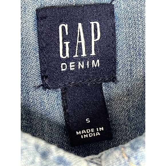 Gap Kids Girls Denim Chambray Button Down Shirt Blue Small S Long Sleeve - Picture 5 of 10